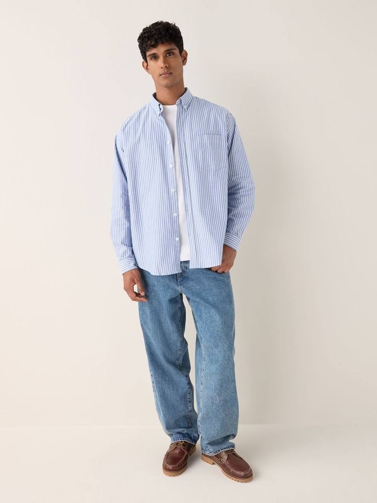 HUGO Men’s Blue Striped Shirt 100% Cotton Modern Fit M $171 NWT