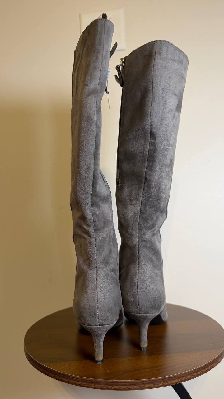 Aerosoles Epic Tall Boots 8.5M Gray Kitten Heel Pointed Toe Poly NIB msrp$129