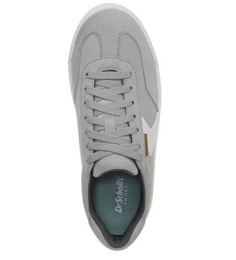 Dr. Scholl’s Time Off Win Sneakers 8.5M Grey Faux Leather Lace‑Up NIB msrp$110