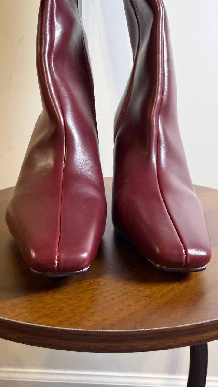 Madden Girl Voyage Boots 6 Bordeaux PU Knee‑High Square Toe Dress NIB msrp$99