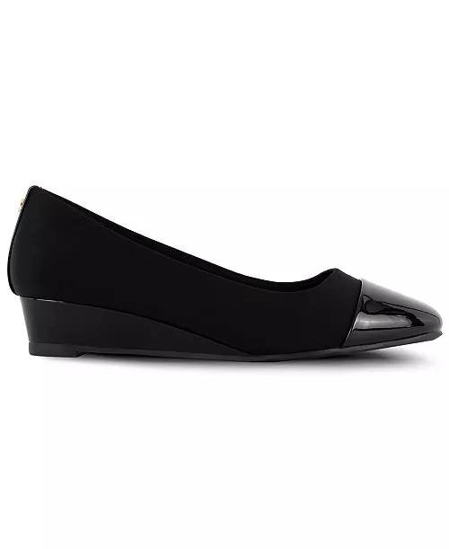 Jones New York Junelle Cap‑Toe Wedge Flats–Black–Size 6.5M–Leather–New in Box
