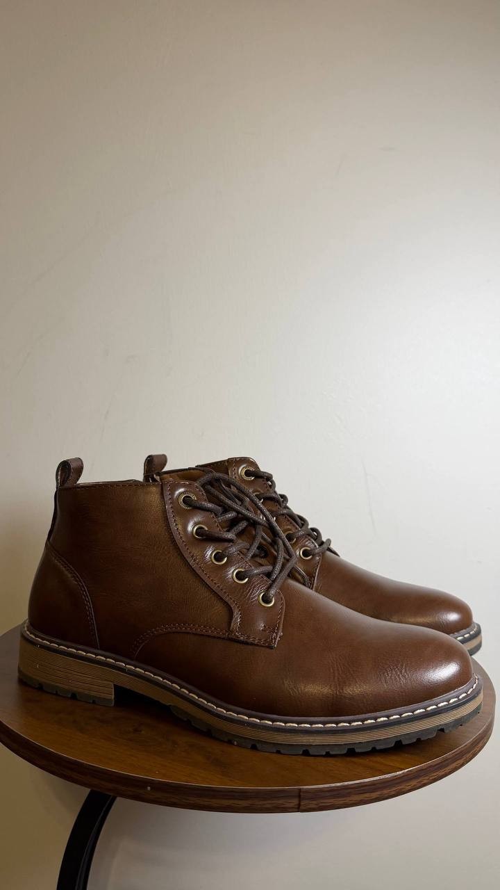 Madden Men Brown Leather Lace‑Up Boots 8M NIB MSRP $90