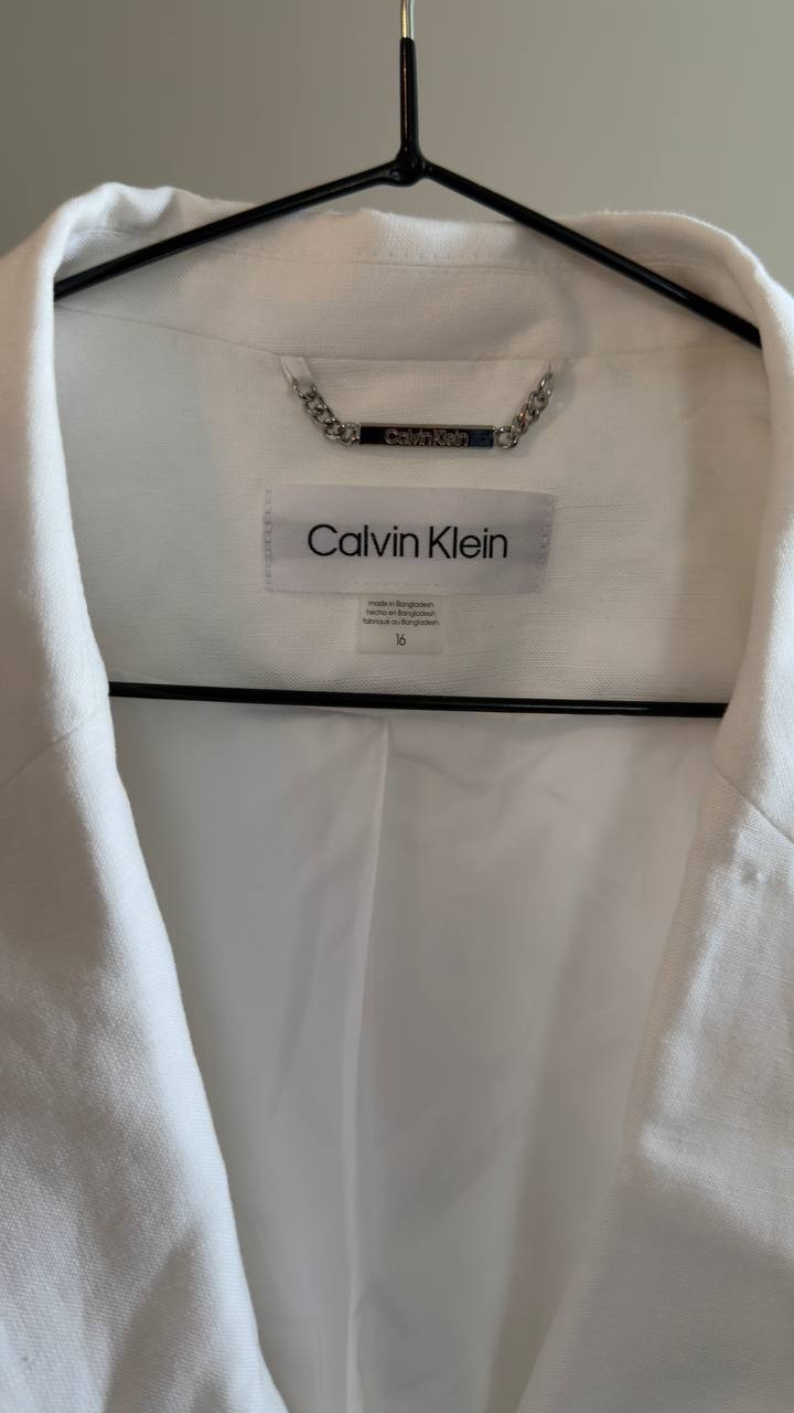 Calvin Klein Linen Blend Blazer White 16 NWT $169