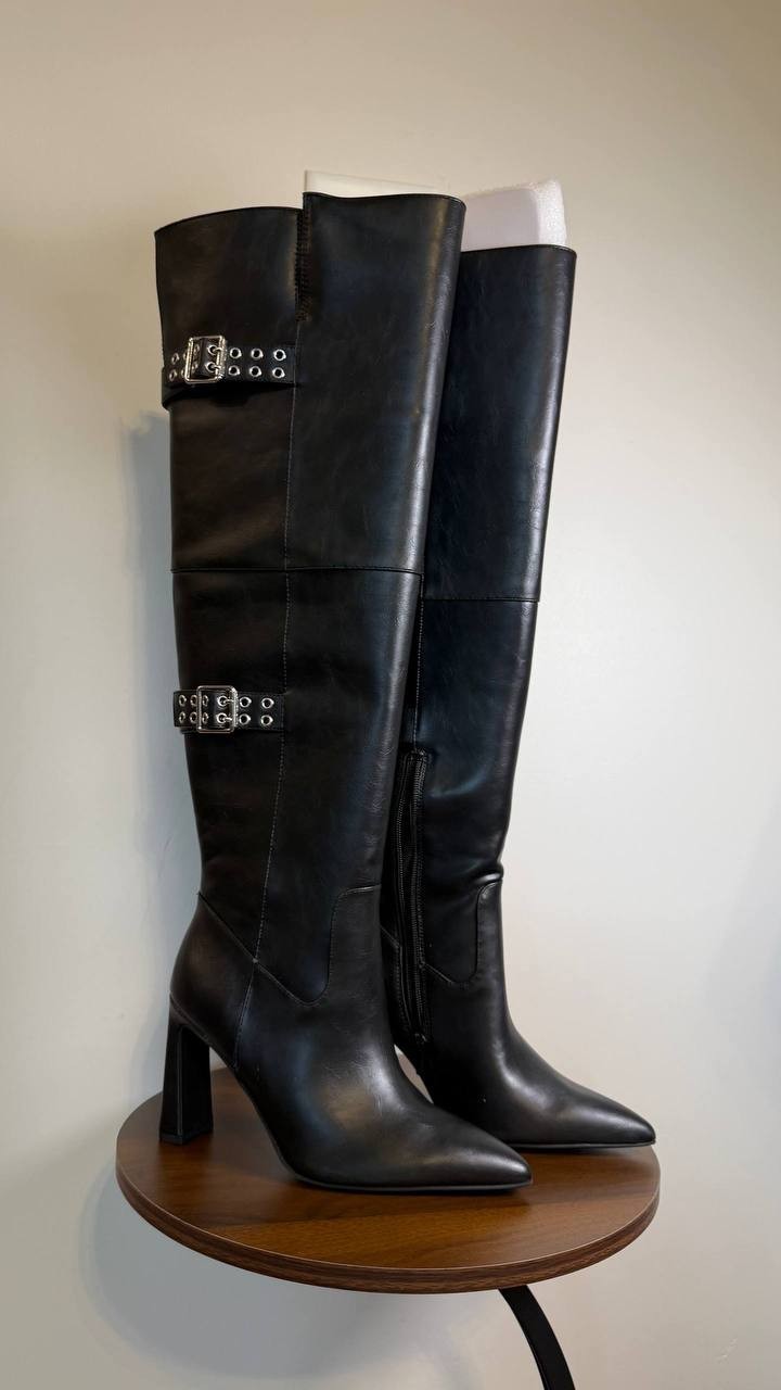 Wild Pair Knee High Boots 6.5M Black Beauty Man‑Made Block Heel NIB msrp$119