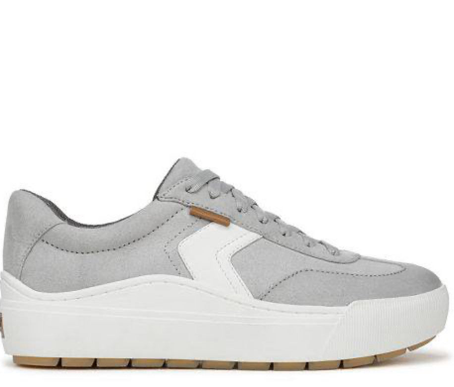 Dr. Scholl’s Time Off Win Sneakers 8.5M Grey Faux Leather Lace‑Up NIB msrp$110