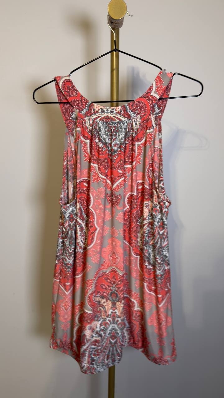 INC International Concepts Paisley Beaded Top Coral Multi XL NWOT $59.50