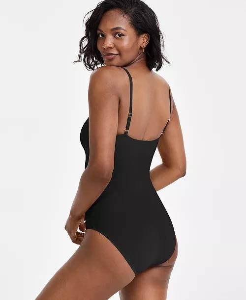 La Blanca Island Goddess One-Piece Swimsuit Black Size 4 NWOT $89