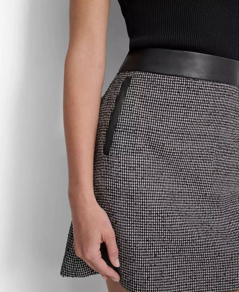 DKNY Faux‑Leather‑Trim Mini Tweed Skirt – Size 14 – NWOT – $89