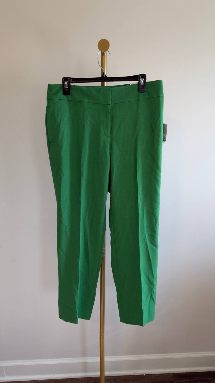 Kasper Ava Straight Leg Stretch Crepe Pants Lush Green 10P NWT $79