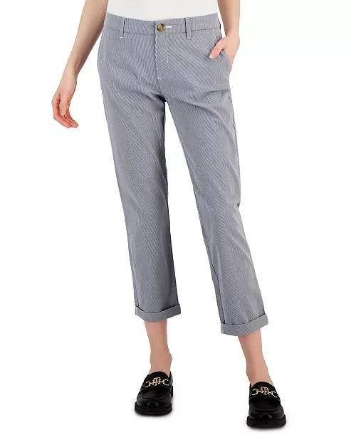 Tommy Hilfiger Striped TH Flex Hampton Chino Pants Grey 14W NWT $79.50