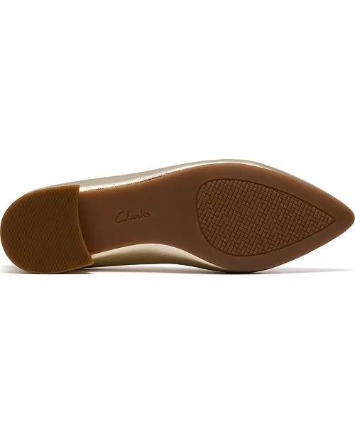 Clarks   Toe  Dress  Flats  Gold  Metallic  9W   New  With  Box  $100