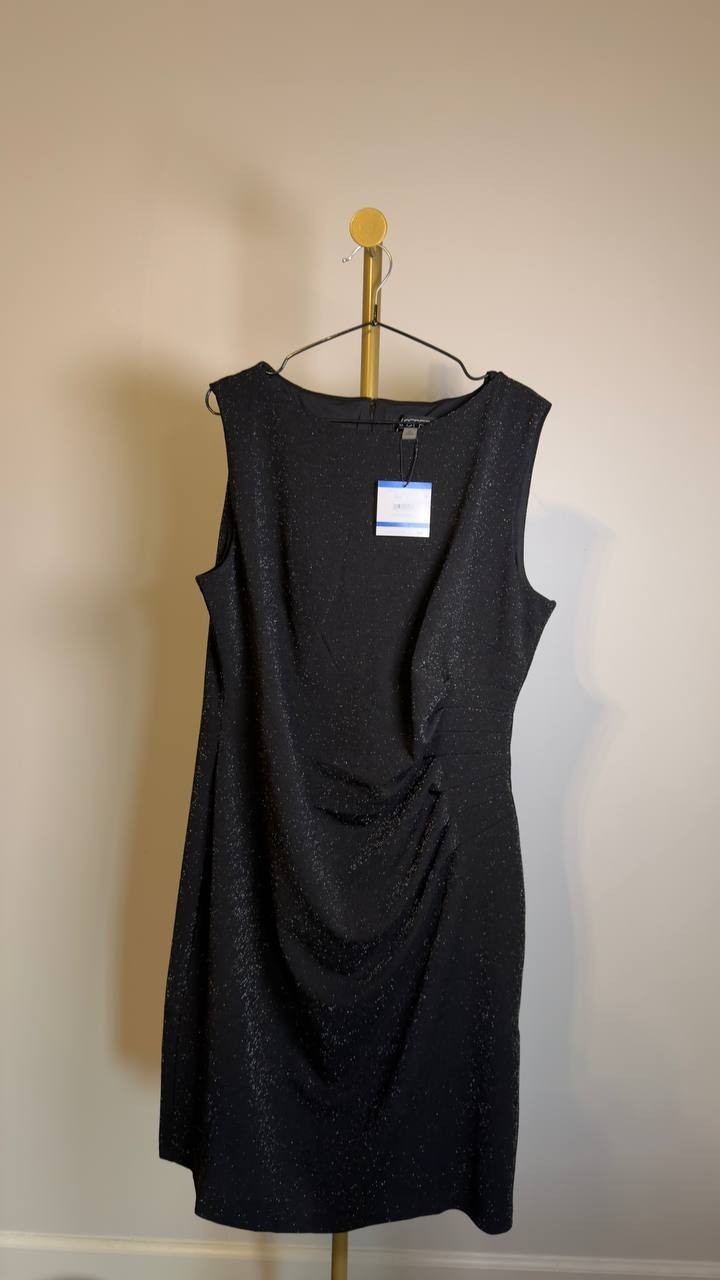 Kasper Lurex Knit Sleeveless Side Pleat Dress – Black – NWT – Sheath – Knee Leng