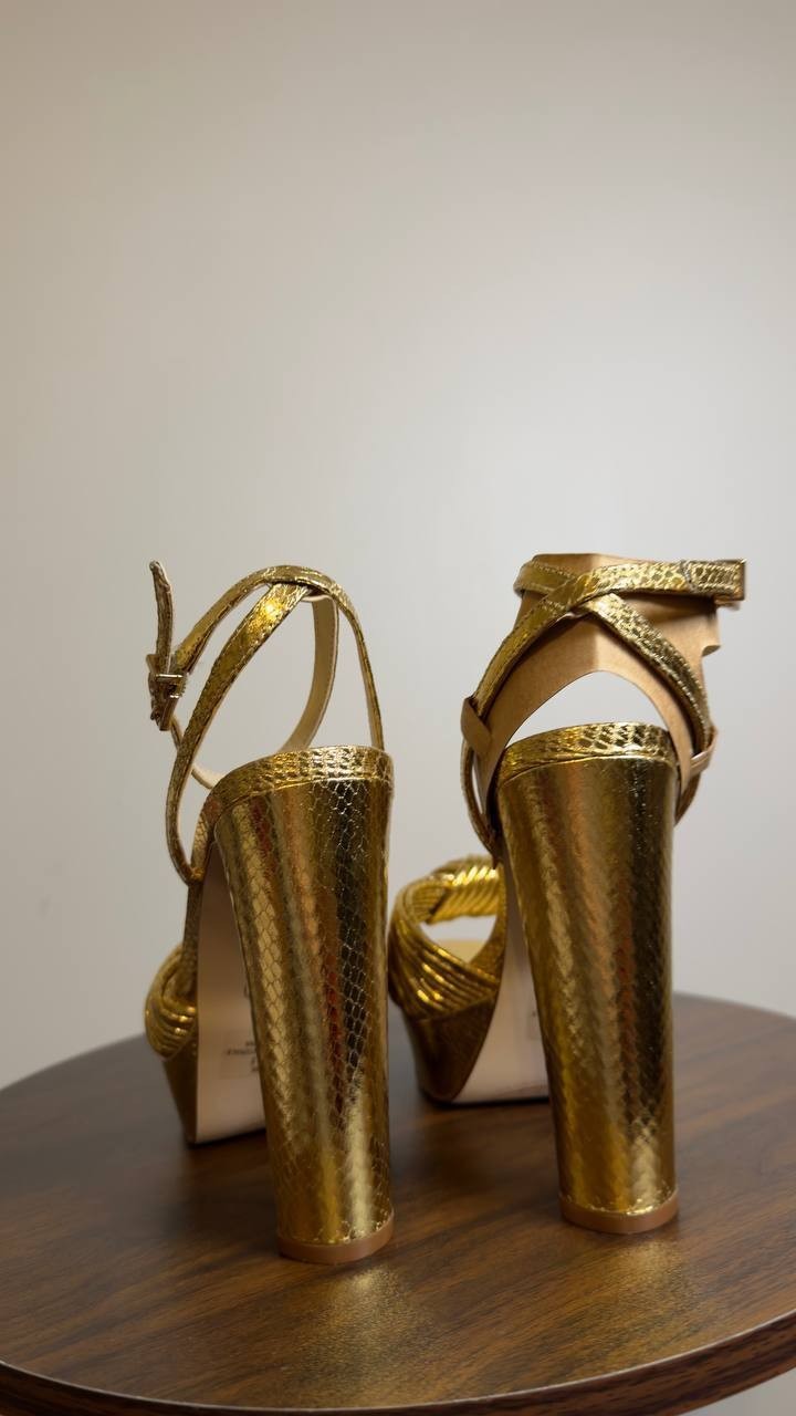 Jessica Simpson Platform Dress Sandals Gold Snake 6 M New $99.00