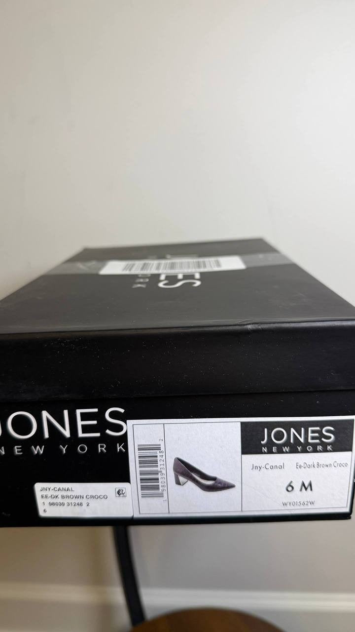 Jones New York Dark Brown Croco Polyurethane Dress Pumps 6M New in Box MSRP $69.