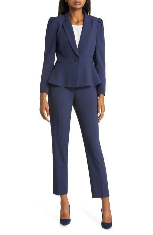 Tahari ASL Peplum Blazer & Tapered Pants Set Midnight Navy 12 NWT $229