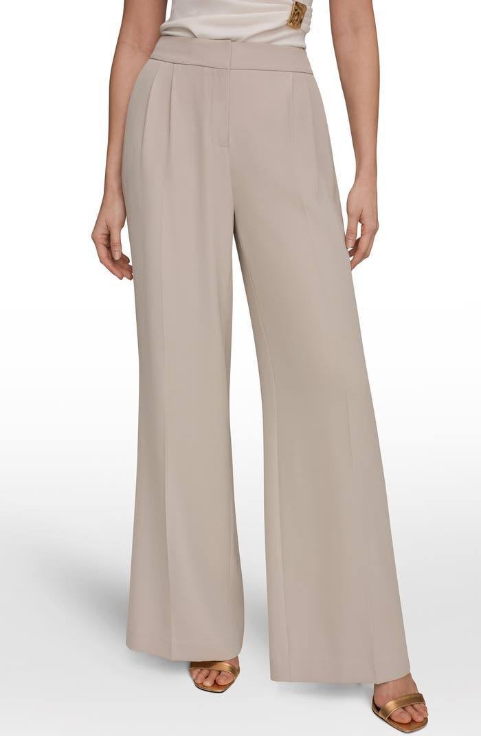 Donna Karan New York High-Waist Wide-Leg Pants Turin Beige 0 $139 NWT