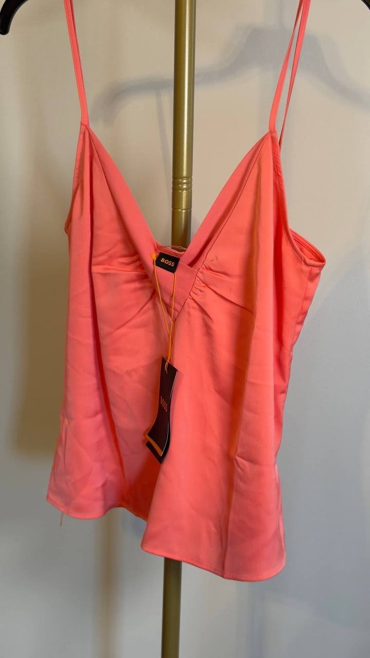 BOSS Ciecly Camisole V‑Neck Spaghetti Strap Top Medium Pink 6 NWT $89