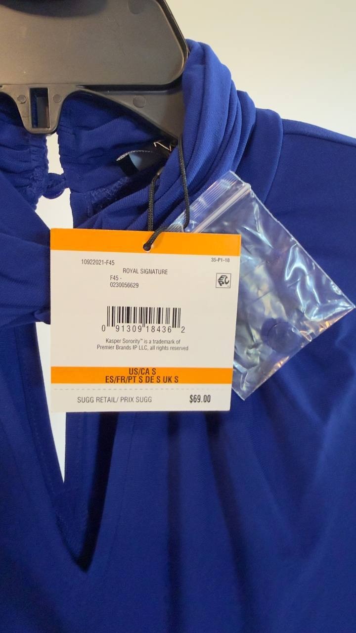 Kasper Twisted Mock Neck Long‑Sleeve Top Blue S NWT $69