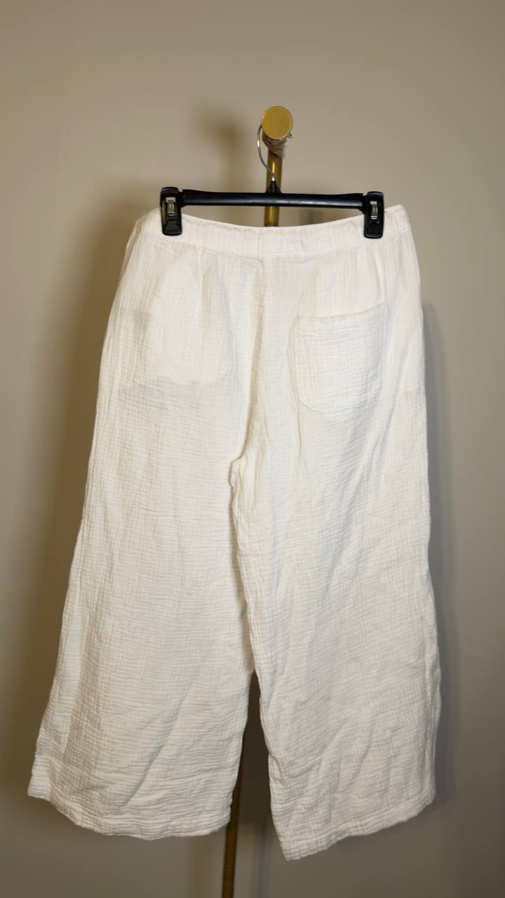 Dash Women’s Double Gauze Cotton Pants White M NWT $58