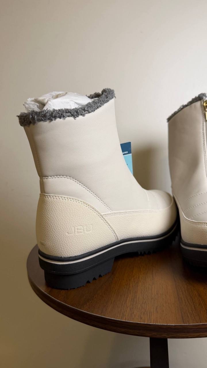 JBU Snowbound Encore Zip Front Cold‑Weather Boots Stone White Women’s 6.5M NWB