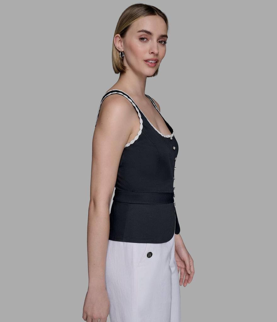 Karl Lagerfeld Paris Women’s Sleeveless Scalloped Edge Woven Tank XL NWT $89