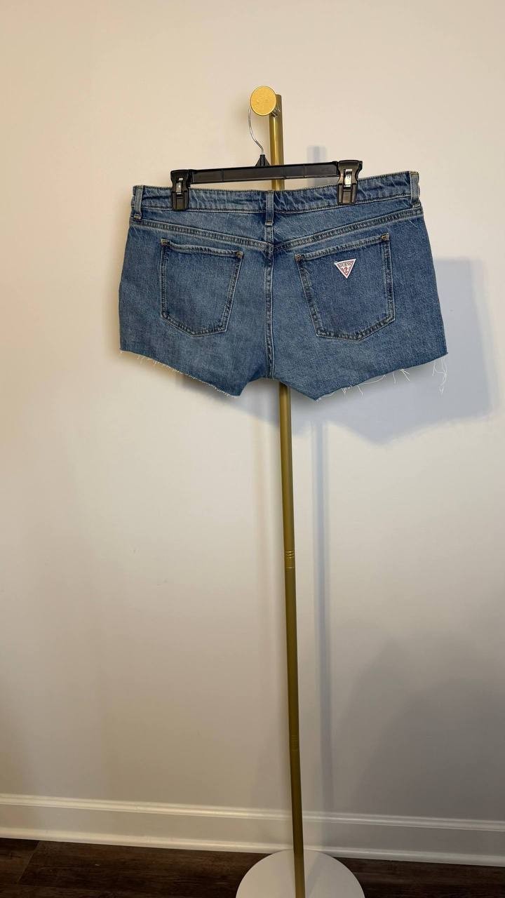 Guess Eco Lace‑Trimmed Denim Katie Shorts Blue 31 NWT $98