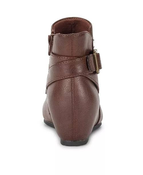 Baretraps Serena Zipper Wedge Booties Oak 8.5M Man‑Made $89 NWB