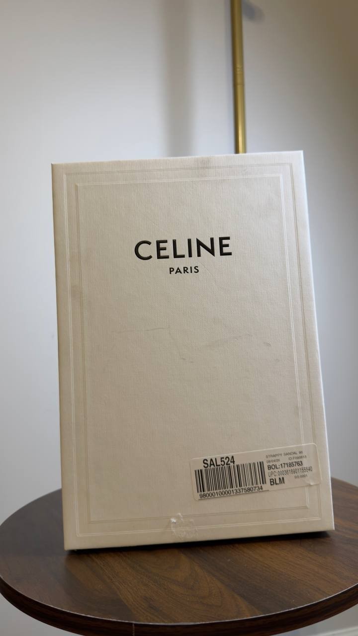 Celine  Cage  Heeled  Sandal  in Satin  Black  Size  39  New in Box  $1450
