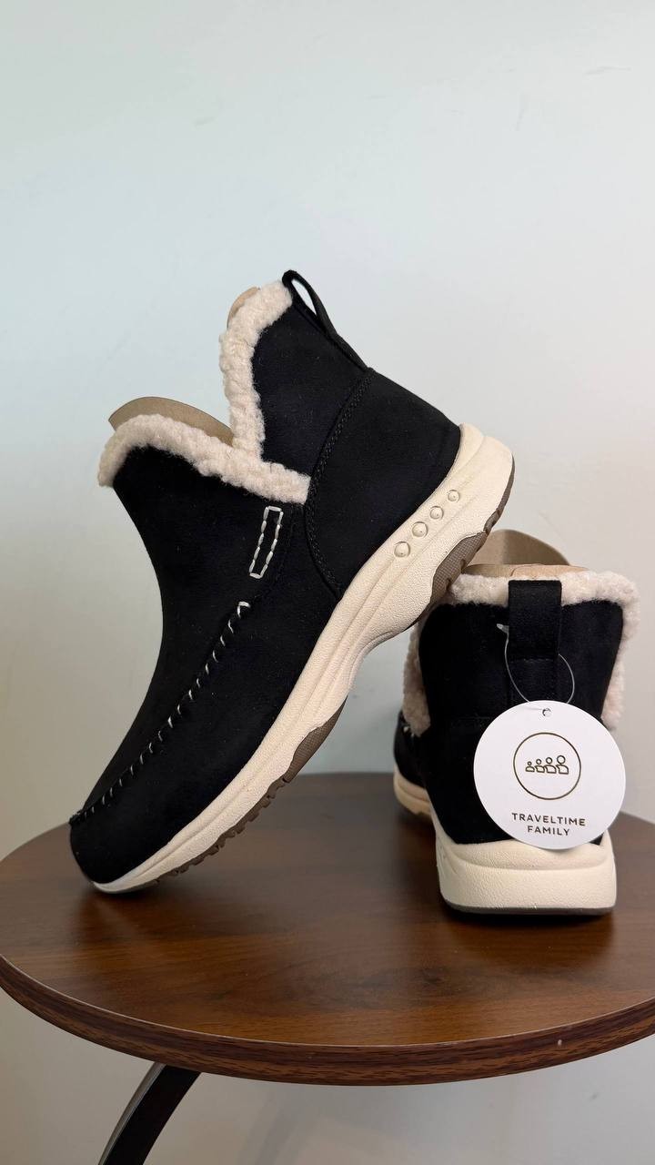 Easy Spirit Tuva Women’s Cozy Pull‑On Boots Black 8.5W Faux Suede $95 NWB