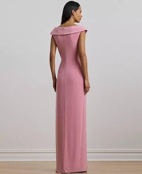 Lauren Ralph Lauren Off‑Shoulder Jersey Gown Rose Size 10 Preowned $225