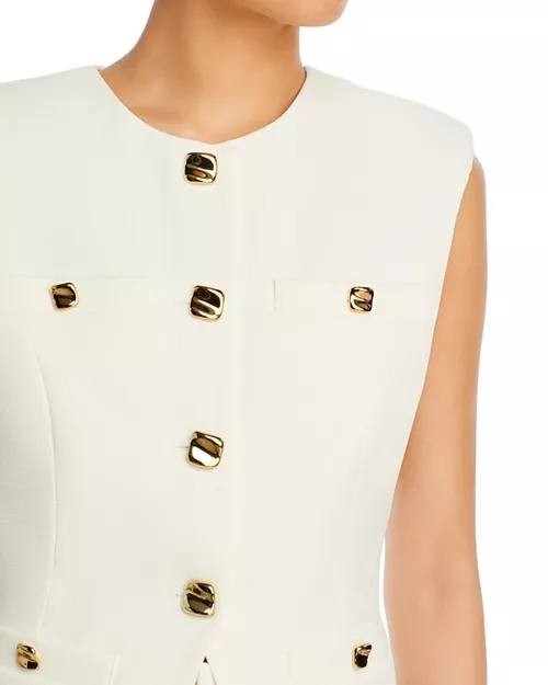 Endless Rose Cream Tailored Vest XS with Button Front Pockets, Lined, Slim