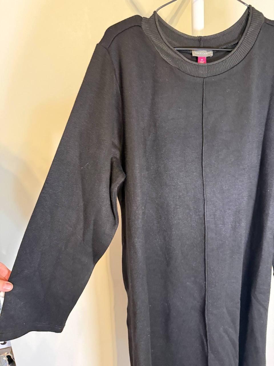 Vince Camuto Rib‑Front Midi Dress – 2X – Black – NWT