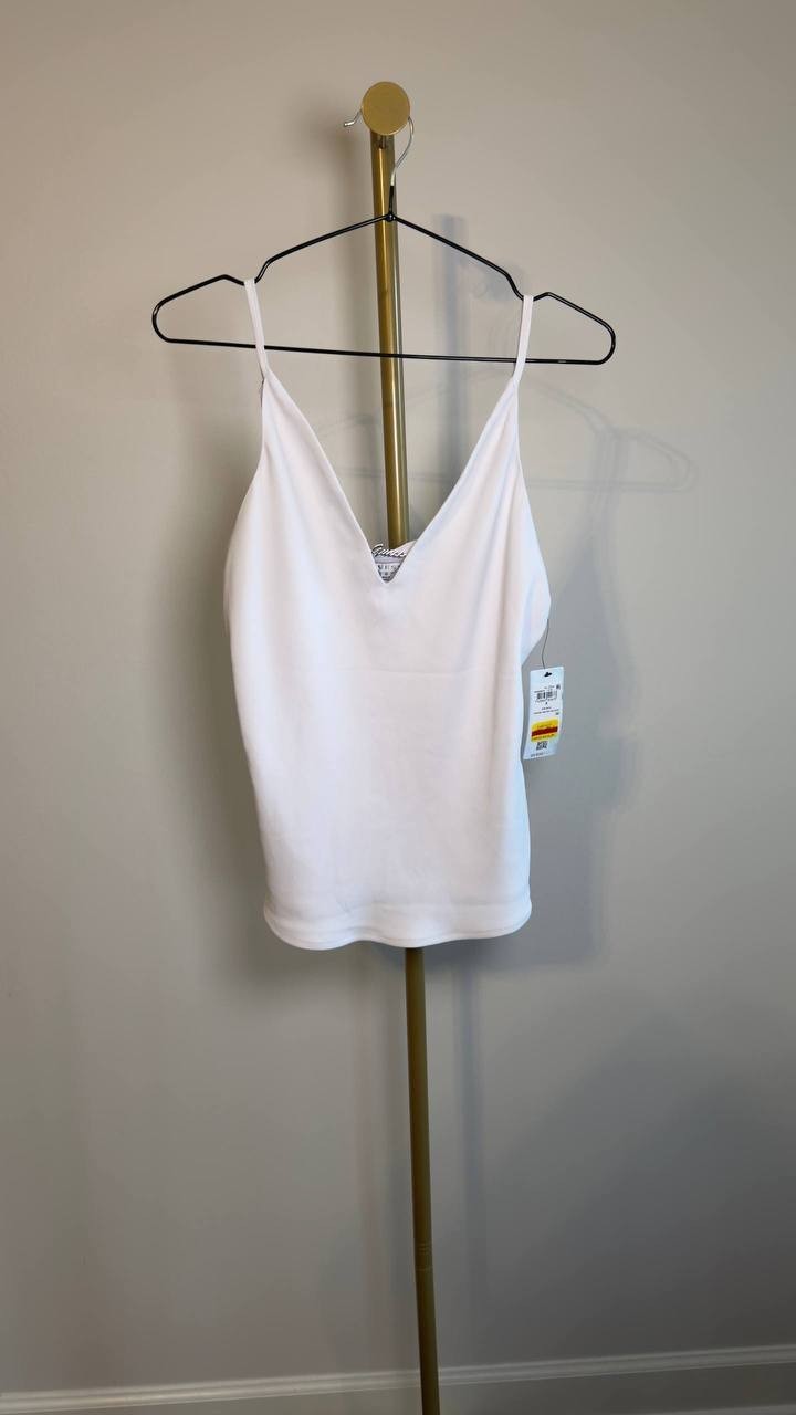 Guess Eco Caroline Logo Hardware Camisole Pure White S NWT $59