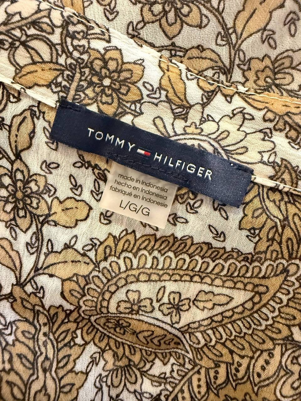 Tommy Hilfiger Paisley‑Print Ruffled Blouse – Long Sleeve – L – NWOT
