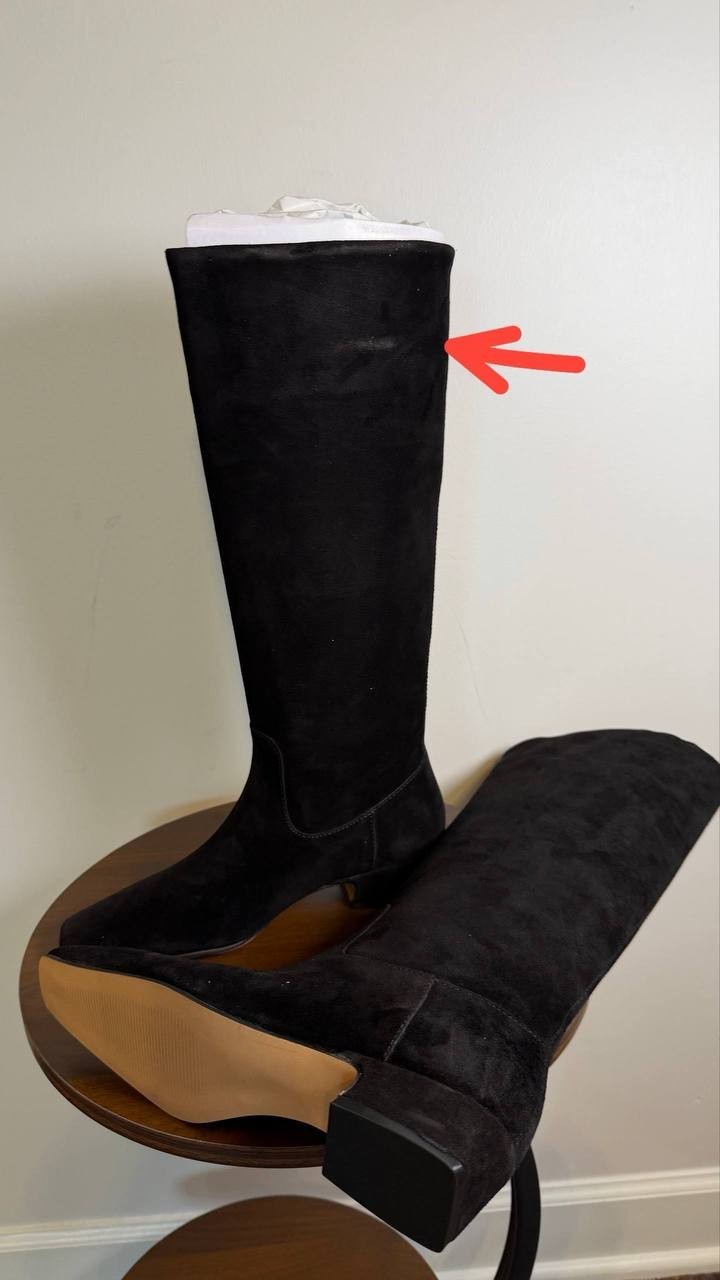 Steve Madden Dantelle Boots 5.5 Black Suede Square Toe[Some scuffs]NIB msrp$179