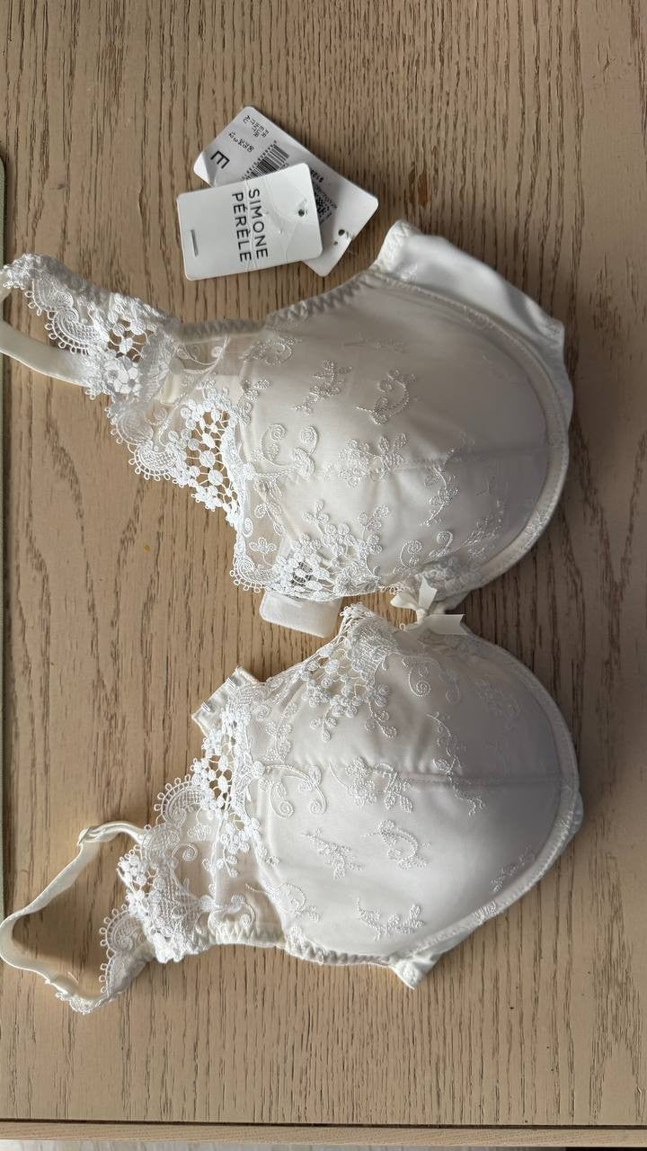 Simone Perele Wish Triangle Contour Push-up Lace Bra EU 75E / US 34DD – White