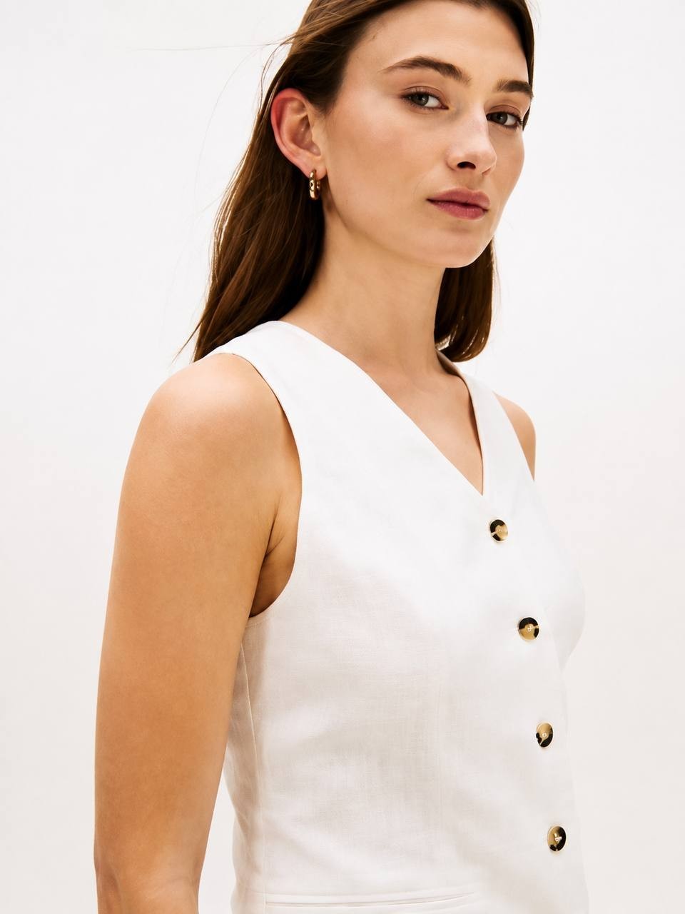 Tommy Hilfiger Women’s Slim Fit Linen‑Blend Vest Hibiscus 4 NWT $99.50