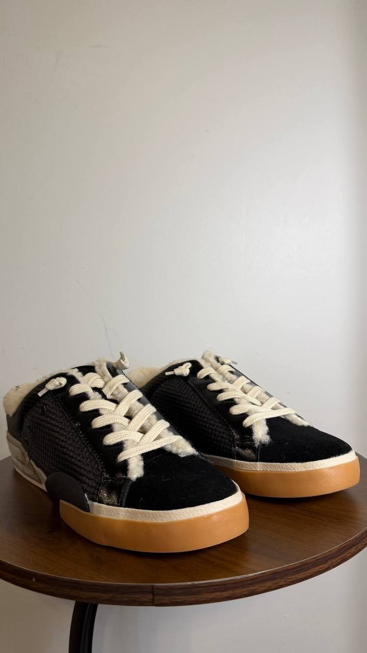 Dolce Vita Zantel Slip‑On Mule Sneakers Black Faux Fur Women’s 9.5 NWB $125