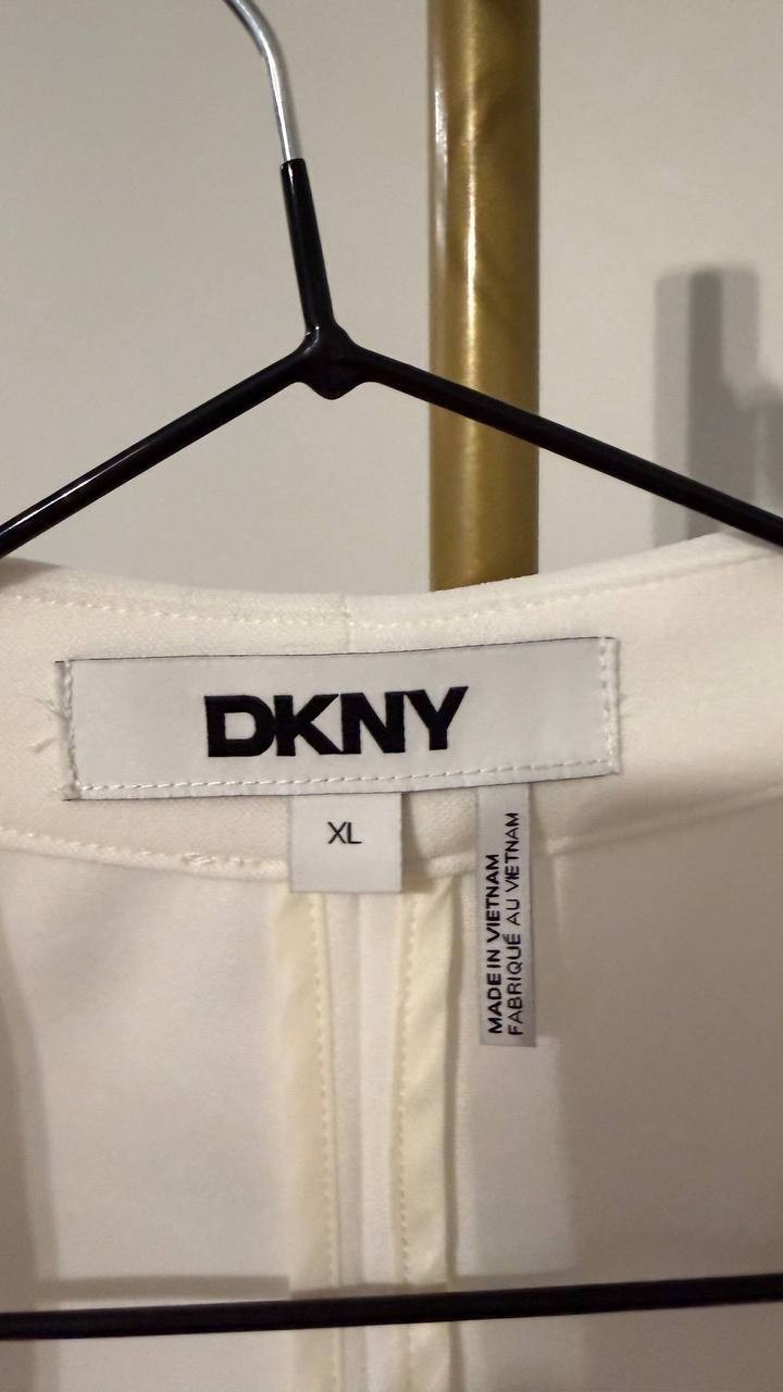 DKNY Women's White Solid Foundation Blazer XL Good Pre-Owned Condition