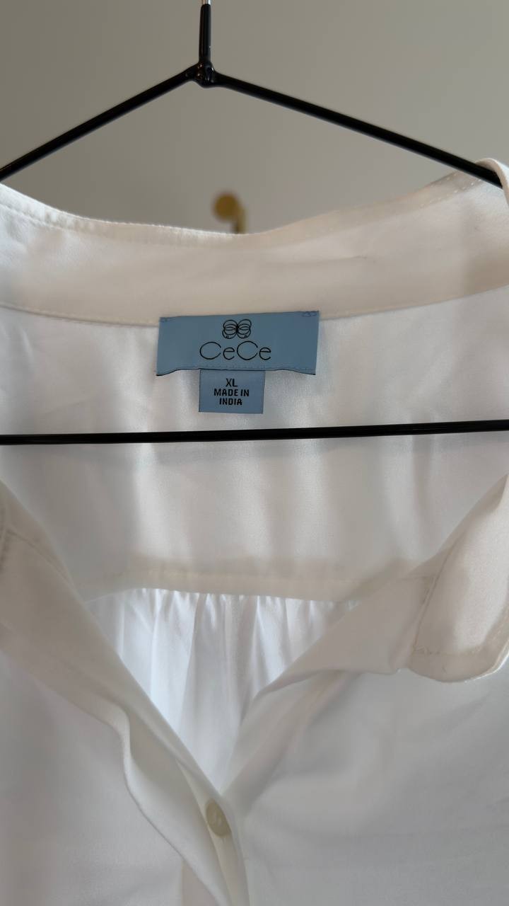 CeCe Open Collar Top New Ivory XL NWT $69