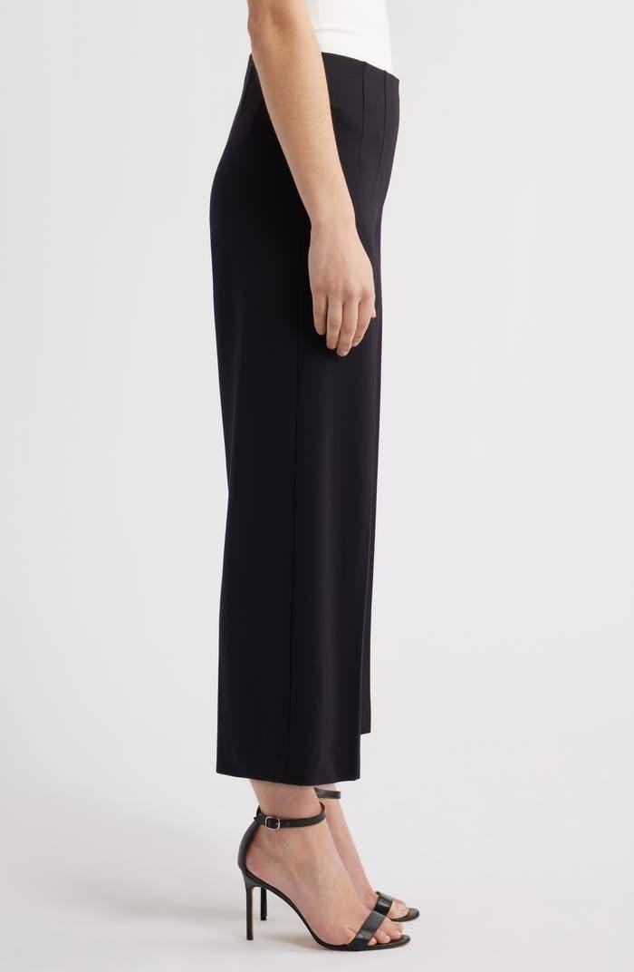 Anne Klein High Waist Pull-On Wide Leg Pants Size L Black NWT $89