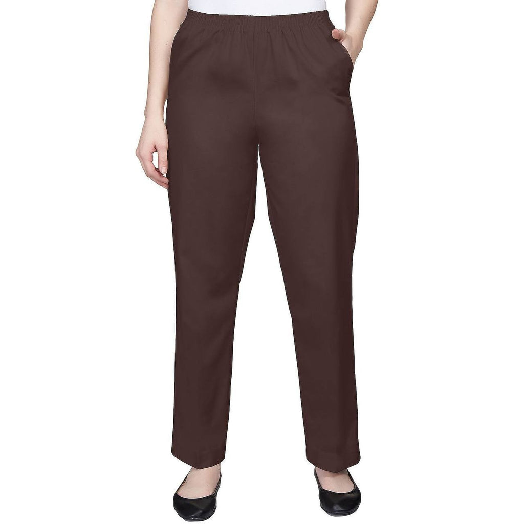 Alfred Dunner Classics Twill Pants Chocolate Size 14 NWT Comfort Fit msrp$44.50