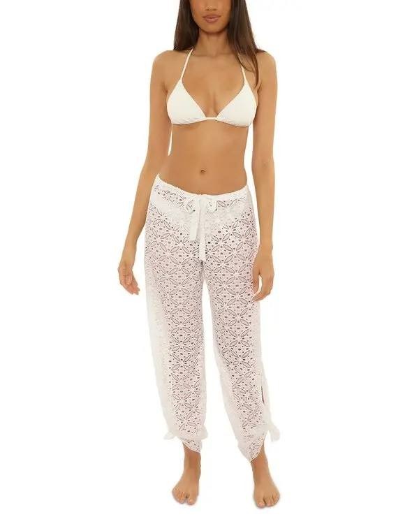 Becca Las Colinas Crochet Beach Pants White M NWT $88