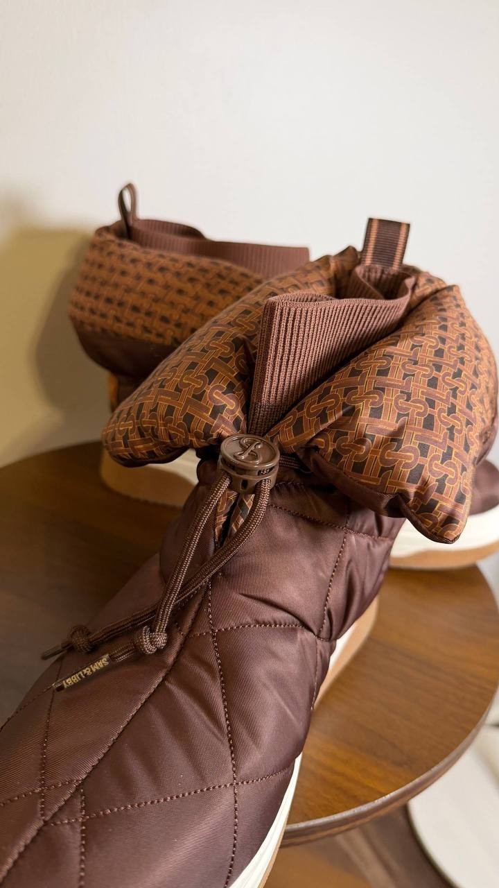 Sam & Libby Cruz Fold Over Puffer Cold Weather Booties Chocolate 9 NWB