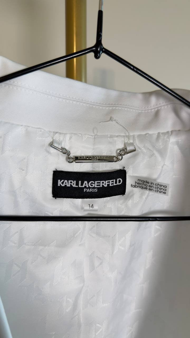 Karl Lagerfeld Cropped Embroidered Blazer White 14 NWT $299