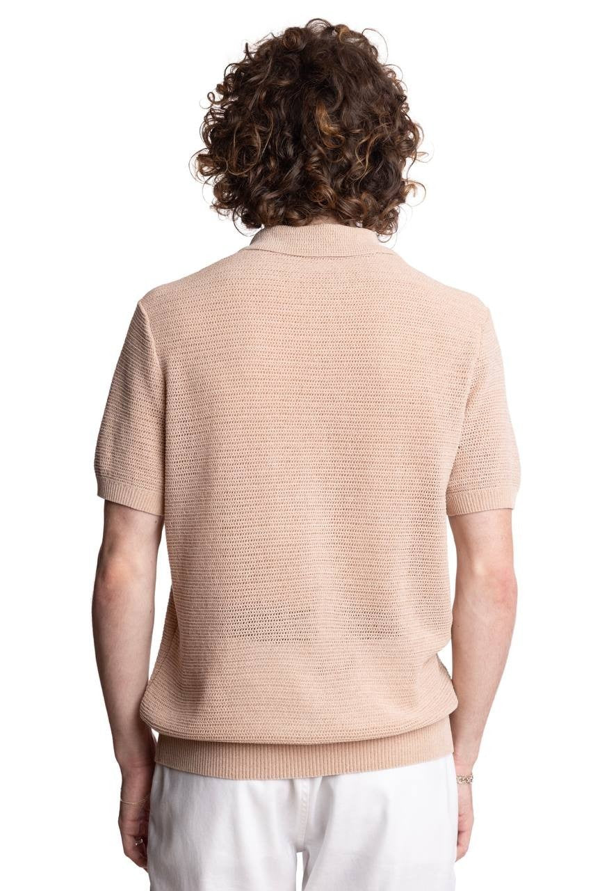Paisley & Gray Johnny Collar Polo Tan Chenille Size L NWT $85