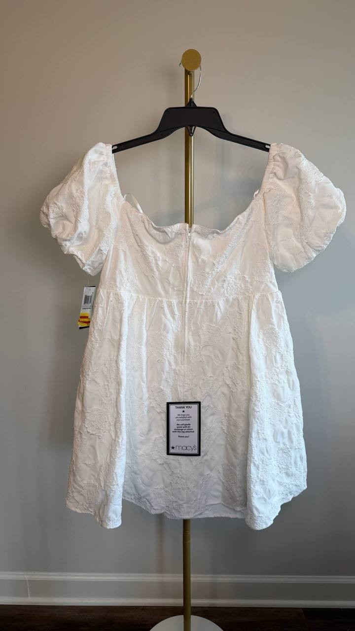 Seni & Cade Off‑Shoulder Jacquard Fit & Flare Dress White 1X NWT $89