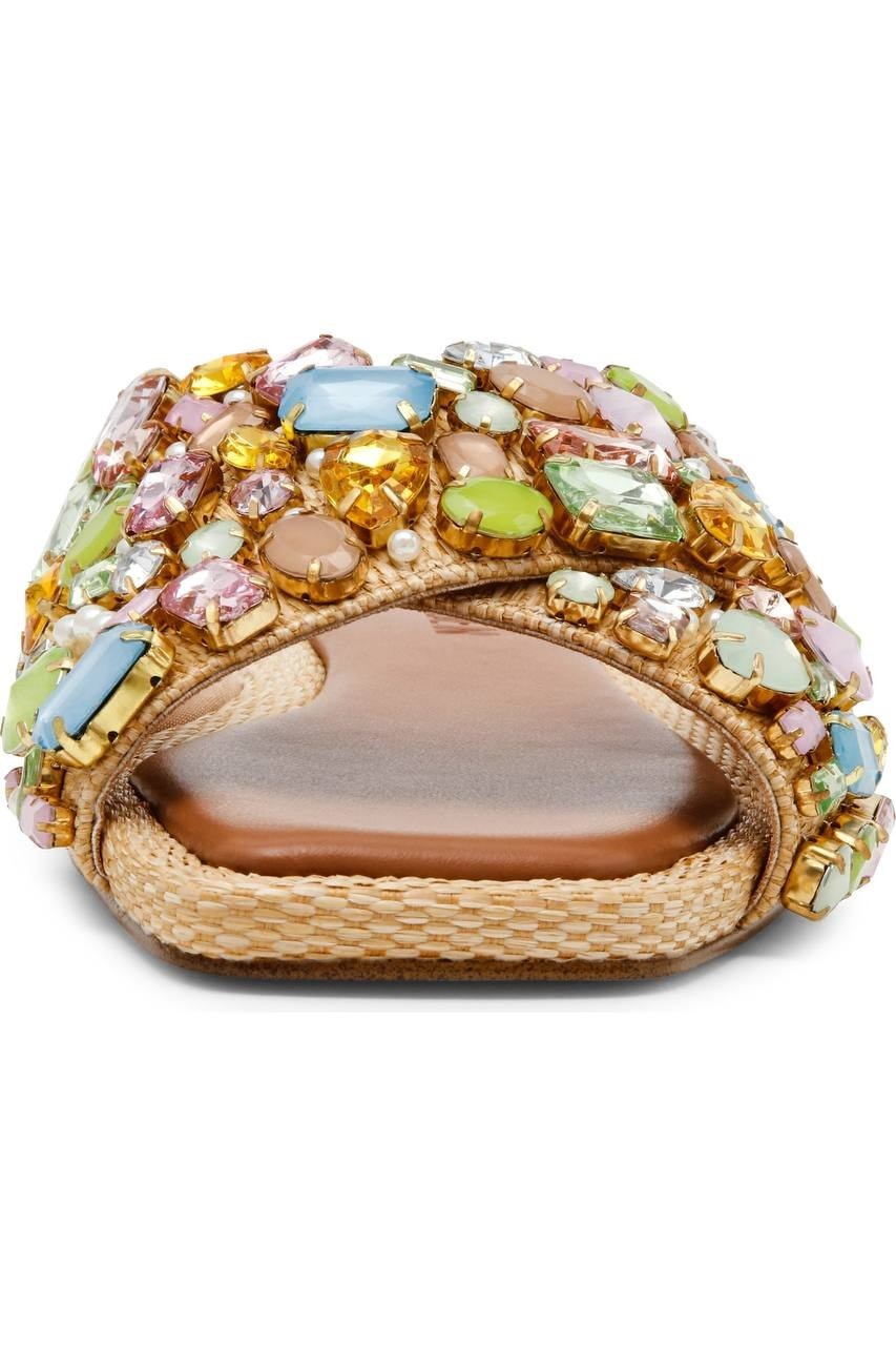 Steve Madden Slide Sandals Gold Multi 6 New $109.00