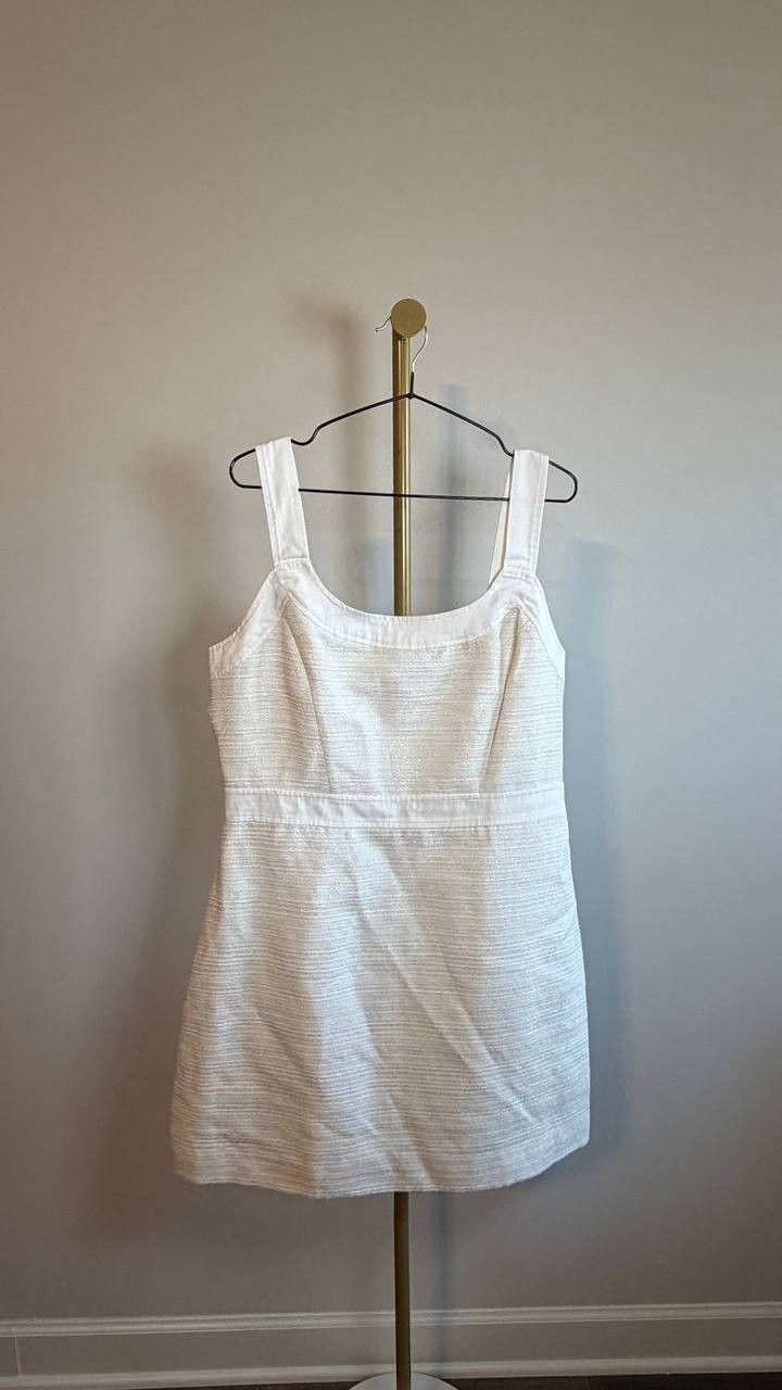 Guess Elsie Tweed and Denim Dress White Tweed Combo Size XL NWT $168
