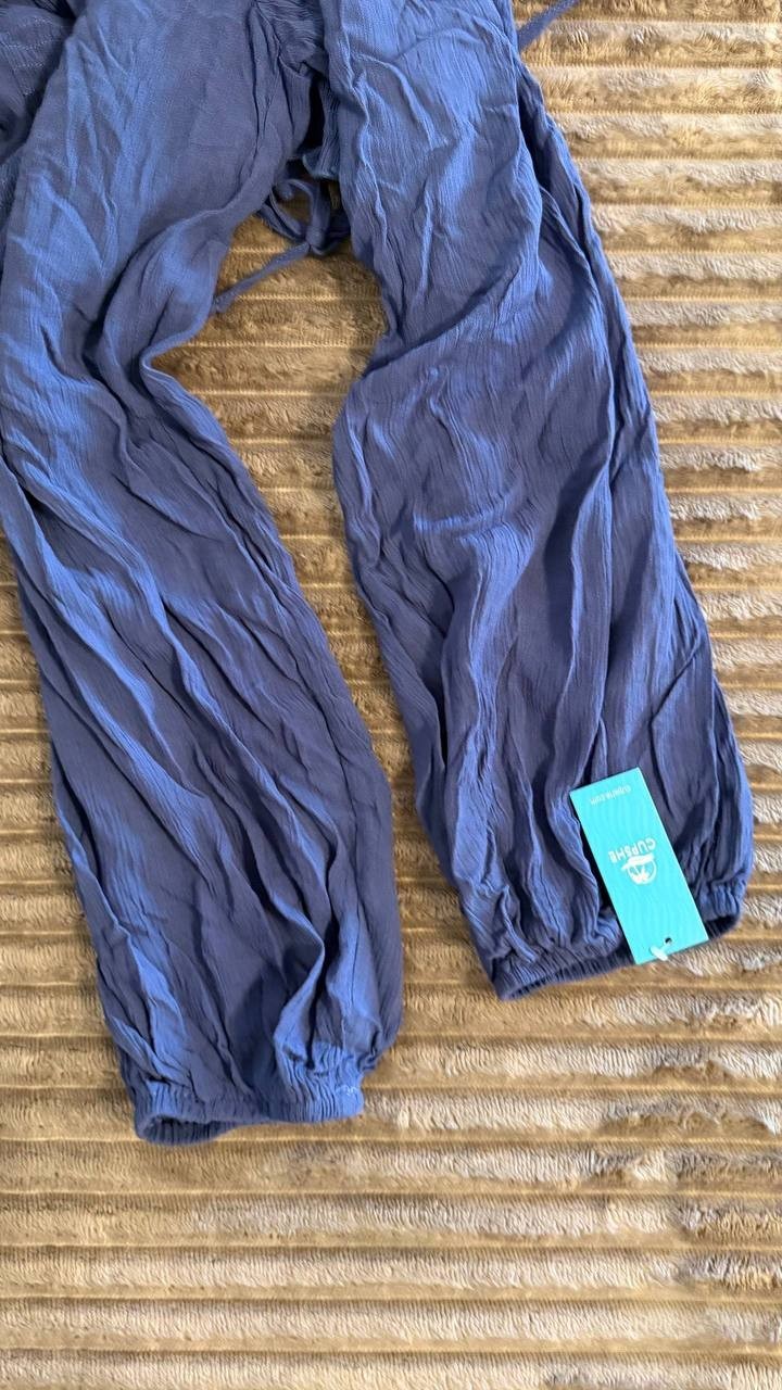 Cupshe Navy Light Cornflower Halter Jumpsuit XS NWT Summer Casual Chic